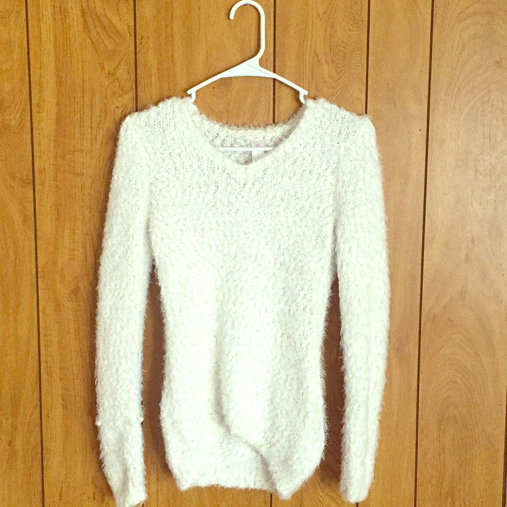 Fluffy white sweater